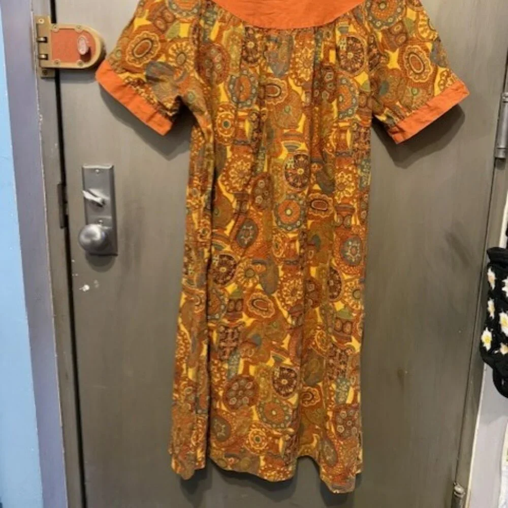 Vintage 70’s Boho paisley African print A-line swing Mini Dress - Picture 5 of 16